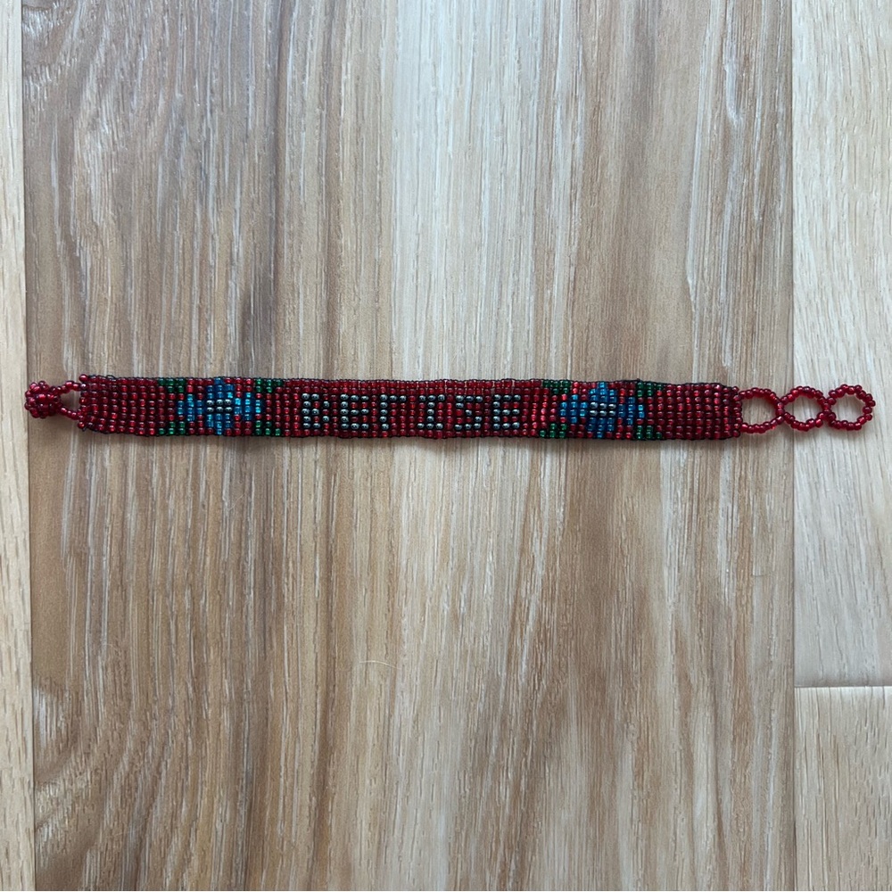 Belize Beaded Bracelet Red Blue